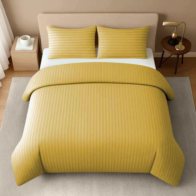 Microfiber Striped Duvet Cover Set, Double