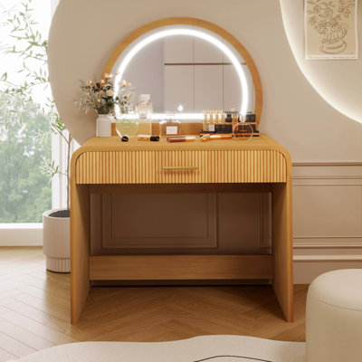 Table de coiffeuse 39 "avec miroir et miroir à écran tactile, coiffeuse avec tiroir pour chambre à coucher