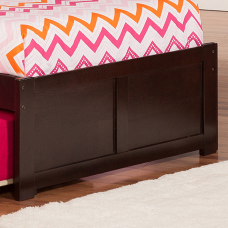 Brevyn Solid Wood Bookcase Storage Platform Bed with Footboard & Roll Out Trundle, Espresso, Twin XL
