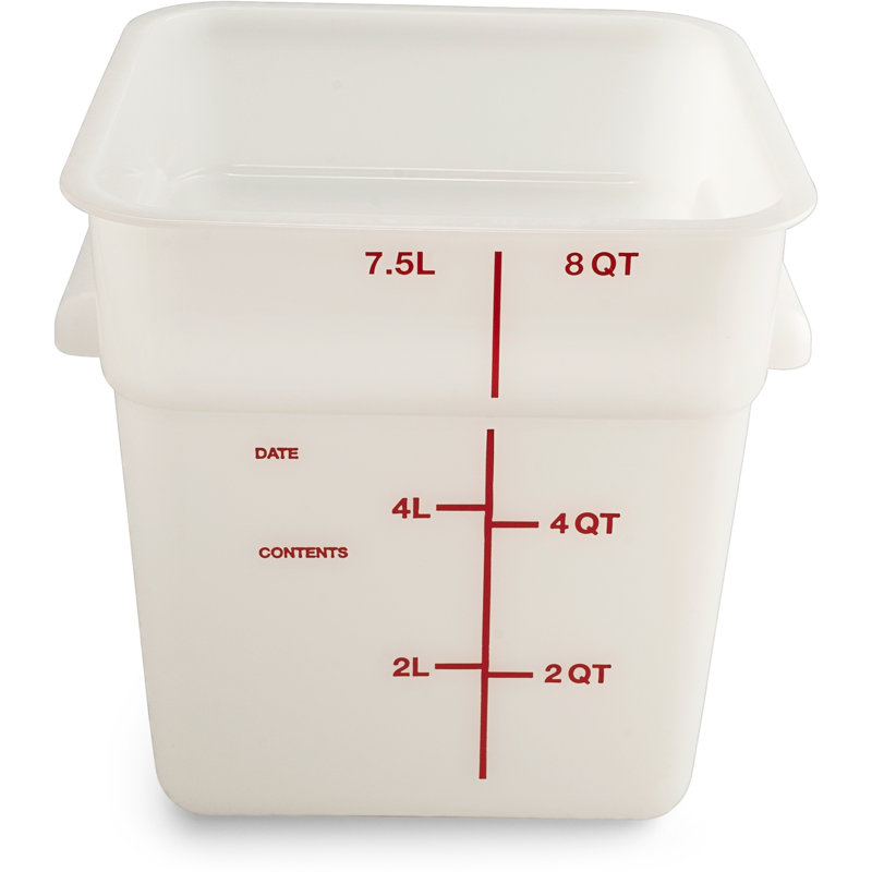 Carlisle Food Service Products 2 Gallons Square Polyethylene Food Storage Container, White