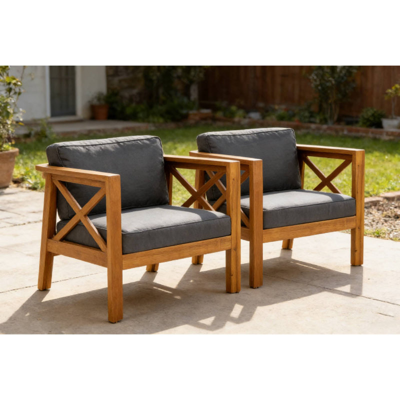 [Ensemble de 2] Fauteuils club d'extérieur rembourrés pour les conversations de patio et les rassemblements de loisirs dans la cour