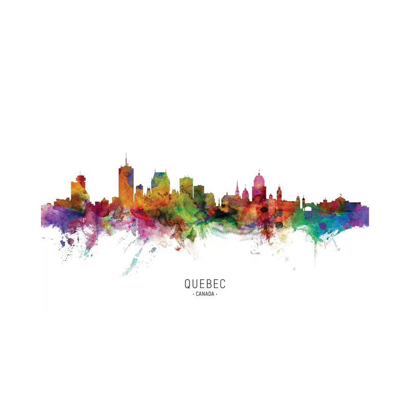 Quebec Canada Skyline by Michael Tompsett - Wrapped Canvas Painting, 20.32 cm H x 30.48 cm W