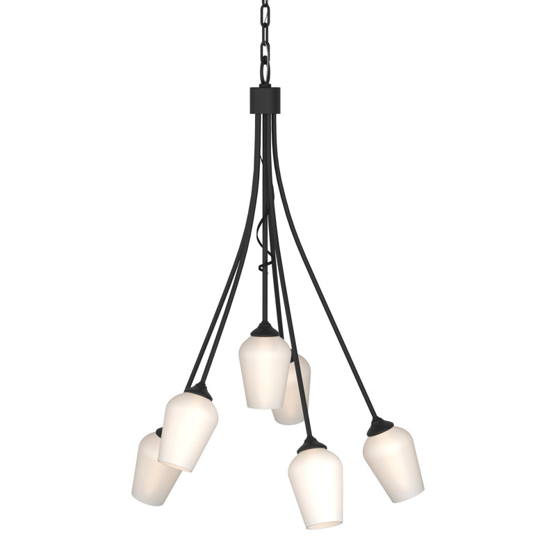 Lustre géométrique à 6 lumières Flora, Opale, Noir