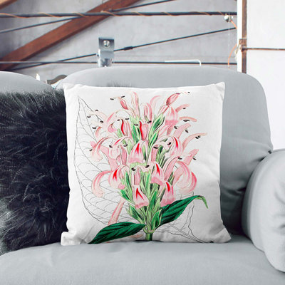 Pink Justicia Flowers Cushion with Filling