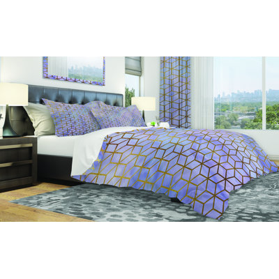 Ensemble de housse de couette à cubes géométriques designart