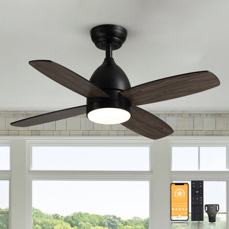 36.6'' Black Ceiling Fan With Remote Control And Light Kit