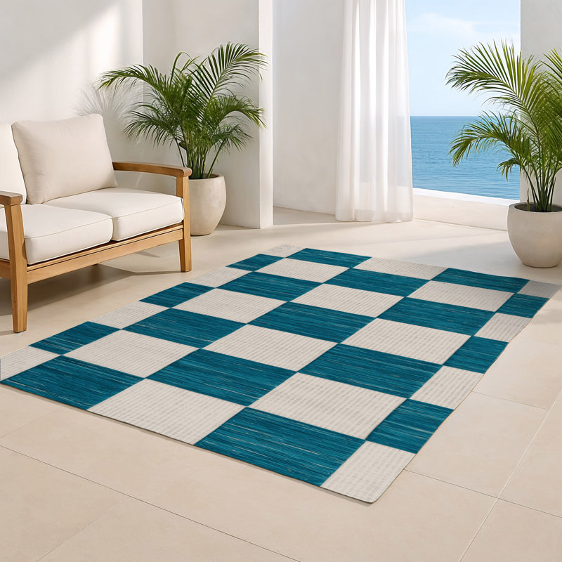 Tapis d'intérieur et d'extérieur à carreaux beige, Rectangle 4pi x 6 pi