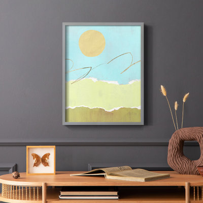 Green and Gold Pieced Landscape I Framed Print - Solid Wood