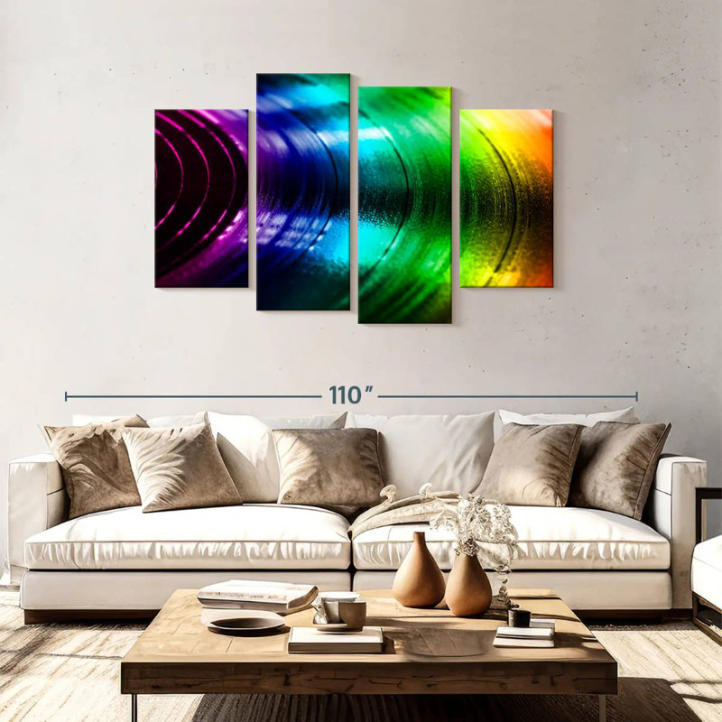 Disque vinyle arc-en-ciel, H 48 po x l 75 po