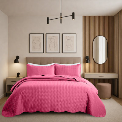 Modern Embossed Microfiber Twin Quilt Set