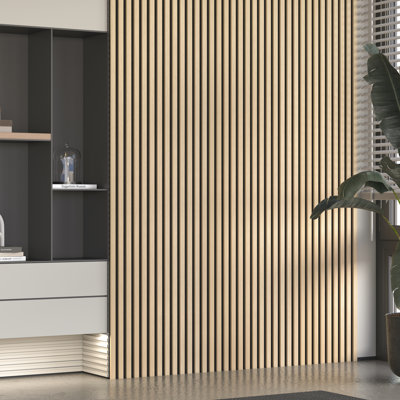 94" L x 24" W Acoustic Wood Wall Panelling, Decorative Soundproof Panels for Walls and Ceilings, 3D Slat Wood Wall Panels