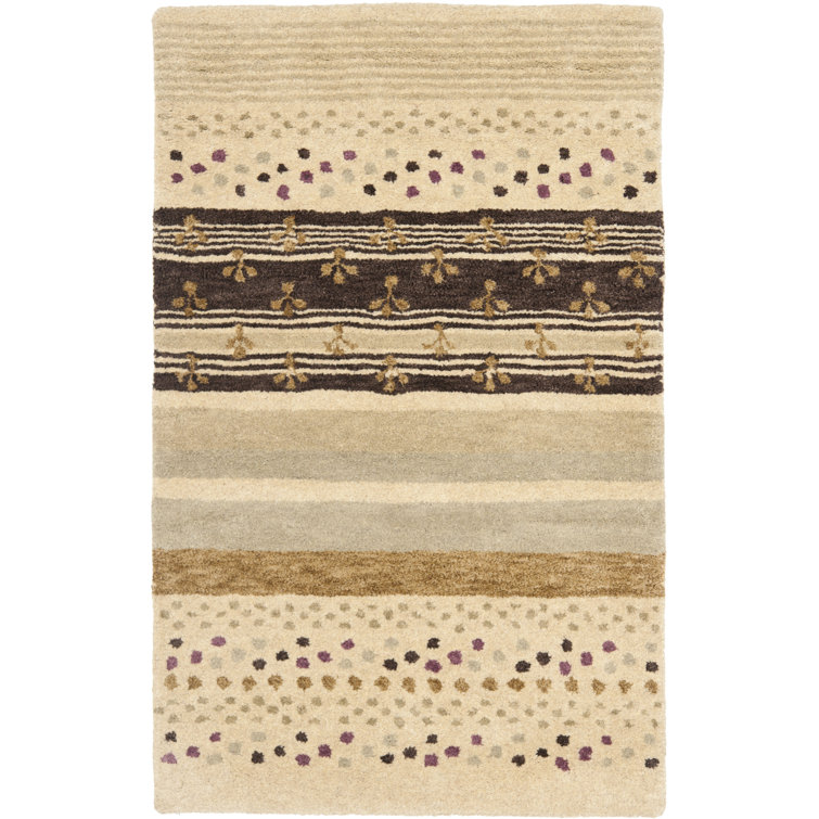 Eaton Hand Tufted Wool/Cotton Striped Rug in Ivory/Brown