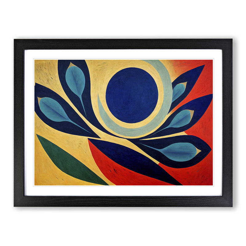 Exquisite Abstract Flowers - Single Picture Frame Print, Black, 34cm H x 46cm W x 2cm D