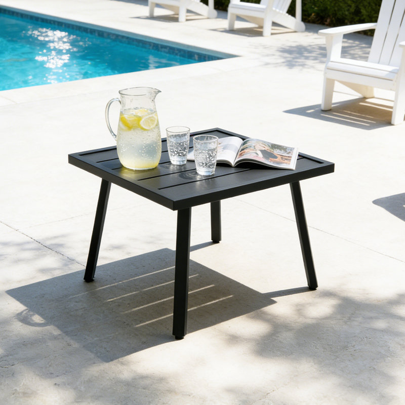 Table d'appoint en acier pour l'extérieur, table basse carrée résistante aux intempéries