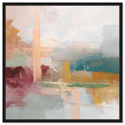 «Harbor Hues II», impression sur toile coucher de soleil par Art Remedy, cadre noir, 40 x 40