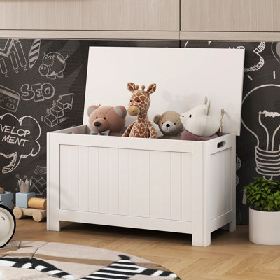 Storage Chest with 2 Safety Hinges and Flip Lid, White