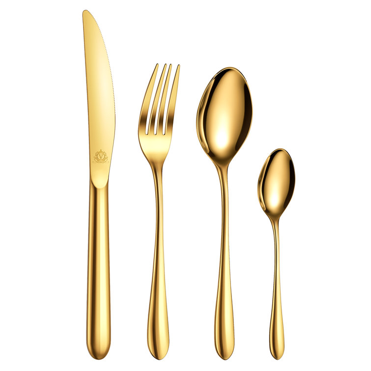 48 Piece gold silverware set for 12, Stainless Steel flatware set