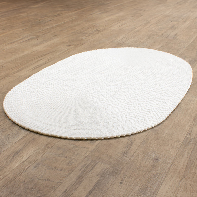 Solid Braided Farmhouse Performance Area Rug, Oval 2' x 3'