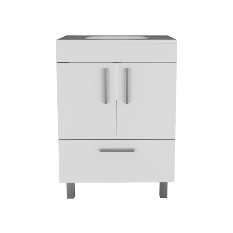 White 2-Door Rectangle Single Bathroom Vanity