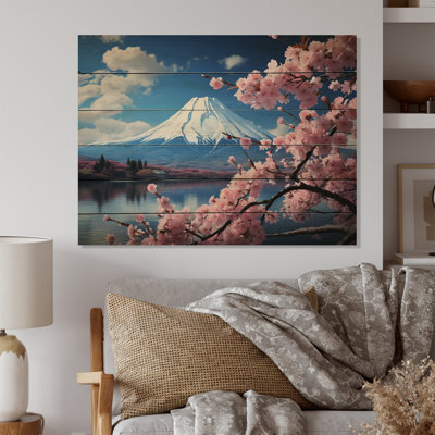" Asian Art Majestic Mont Fuji V " Mixed Media and Color Photography Print