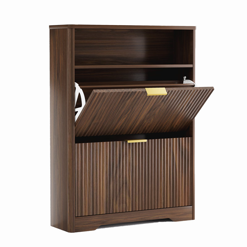 Shoe Cabinet Storage for Entryway Hidden Shoes Storage Cabinet with 2 Flip Drawers, Tall Free Standing Shoe Organizer Rack, 2