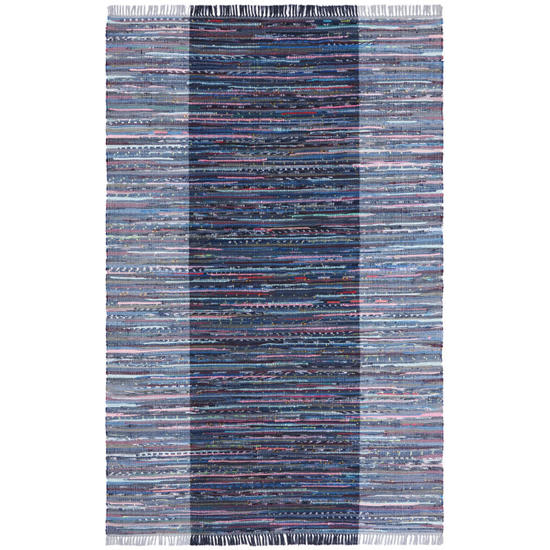 Tapis rayé en coton tissé à plat Rag, Rectangle 4 pi x 6 pi