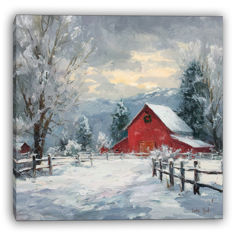 «Winter Barn Serenity», art mural sur toile tendue, H 12 po x l 12 po
