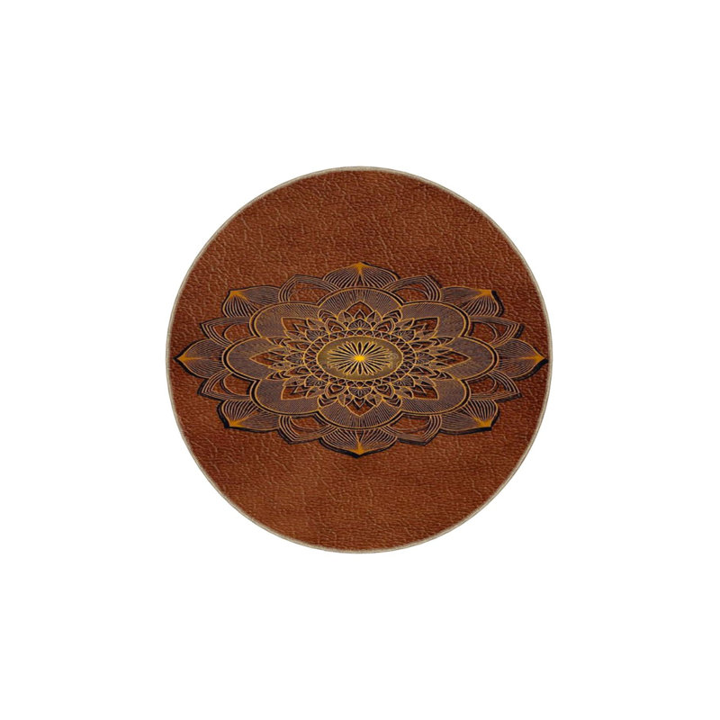 Tapis tissé à rayures lavable, Sous-tapis rond 4 pi 11 po inclus