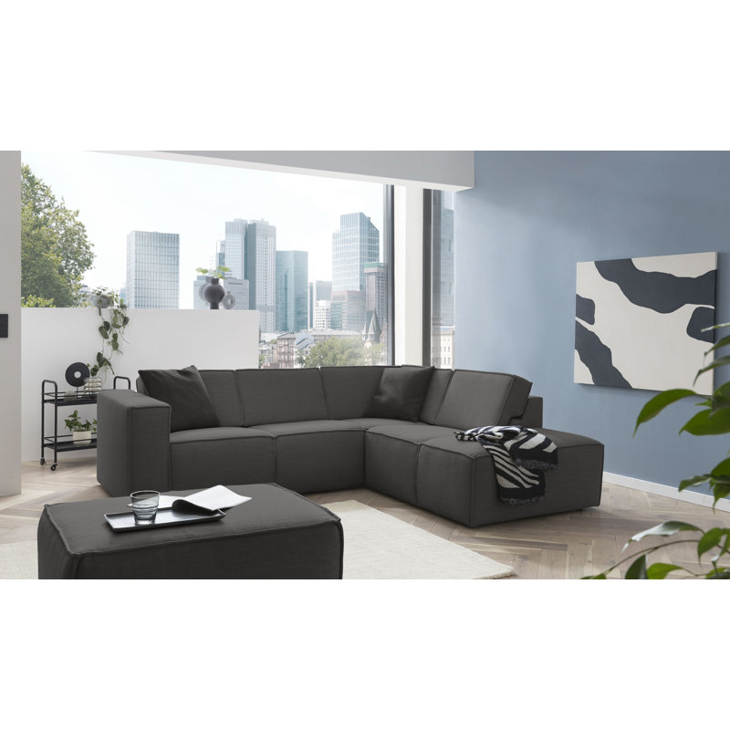 Corner Sofa, Black, Right Hand Facing