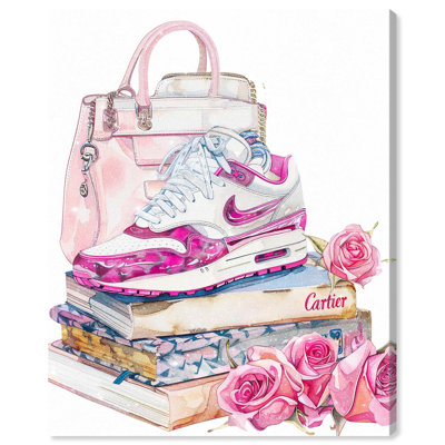 Pink Blossom Fun Purse Canvas Fashion Sneaker Art by Art Remedy