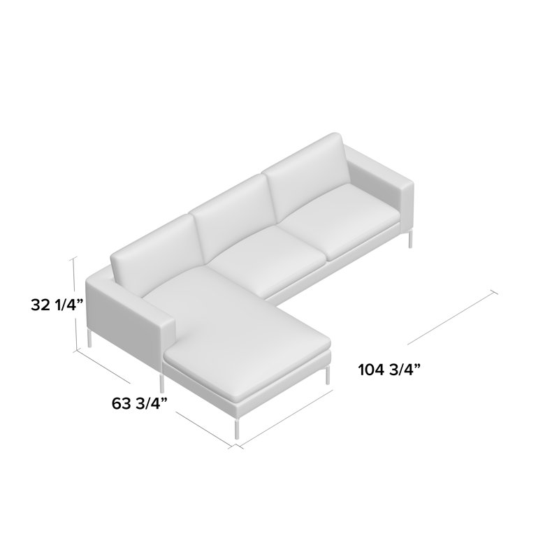 Nouveau canapé standard avec méridienne, Orienté à gauche (vu de face), Blanc, 100% polyester Maharam Mode / Intaglio