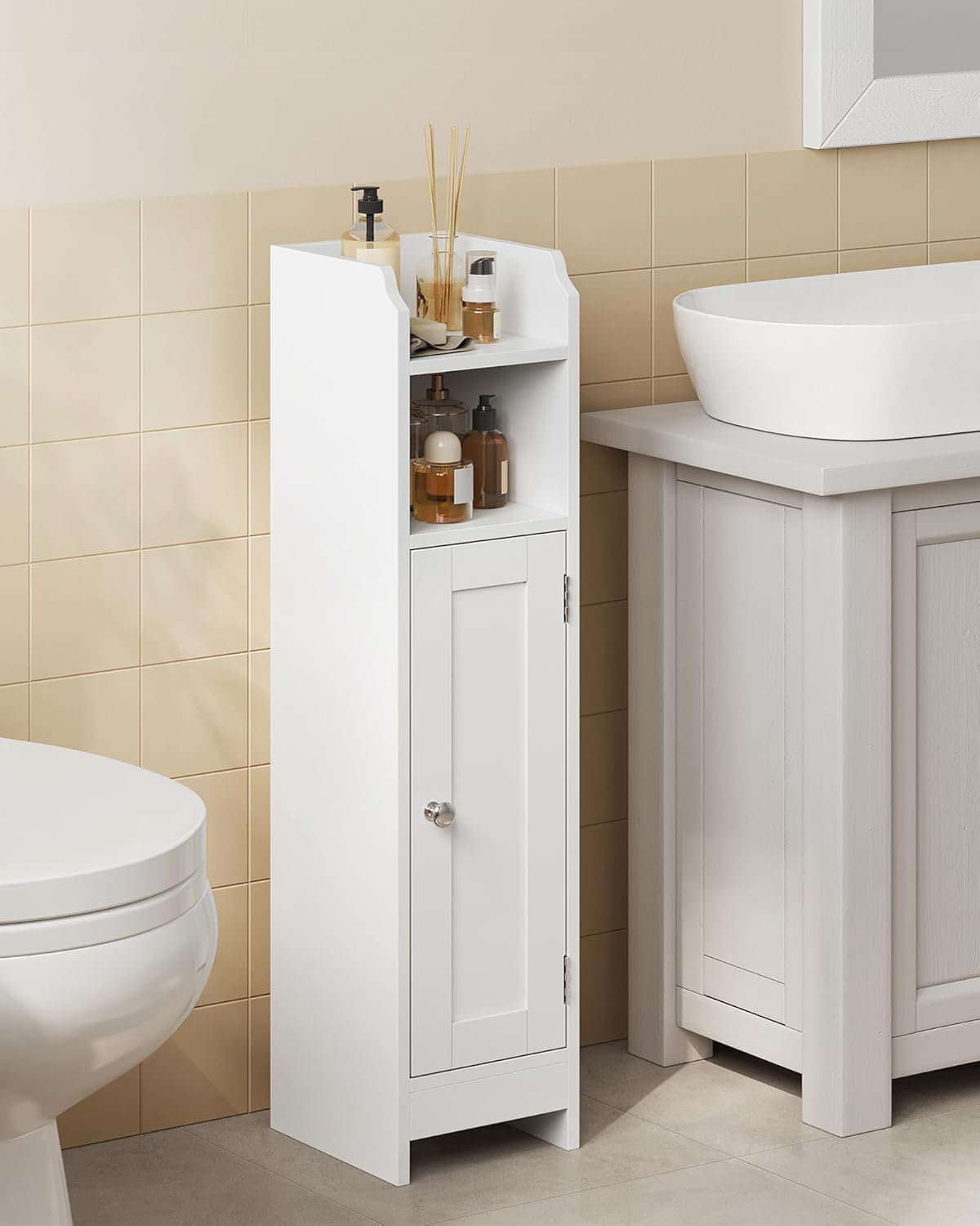 Lark Manor Small Bathroom Storage Corner Floor Cabinet with Door and ...