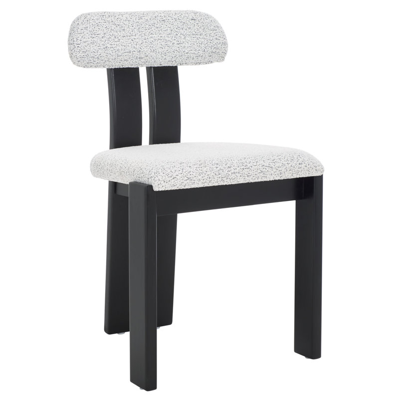 Cayde Boucle Dining Chair, Black w/ White, Black