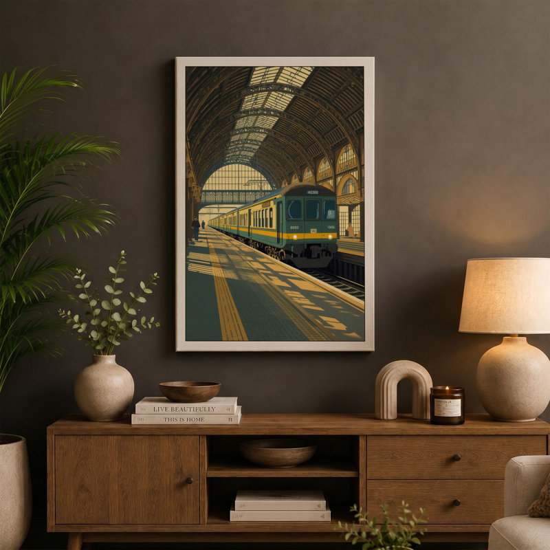 Victorian Railway Station Industrial - Wrapped Canvas, 24x16 - 61.0 x 40.6 cm, Ochre Border