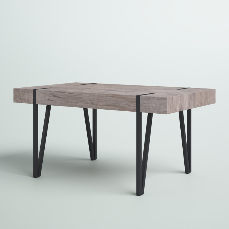 Salemburg Metal Base Dining Table, Gray Oak / Black Legs 