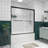 Double Sliding Bathtub Screen With Adjustable Width 56 - 60", 1/4" (6Mm) & Tempered Glass, Mute Rollers, Crash Angle, Handle 58" High Shower Enclosure, Clear Design, Reversible Installation, Water-120954748