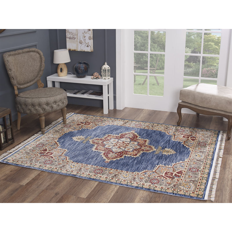 Tapis oriental bleu / rouge Dovidio, Rectangle de 5 pi x 7 pi