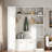 Farmhouse Elegant Hall Tree With 4 Side Cabinets, Open Compartments, Bottom Cabinets, Sturdy Hooks And Bench-796939399
