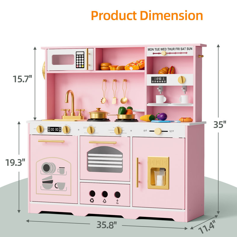 Ensemble de cuisine de jeu, cuisine de jeu en bois, Rose