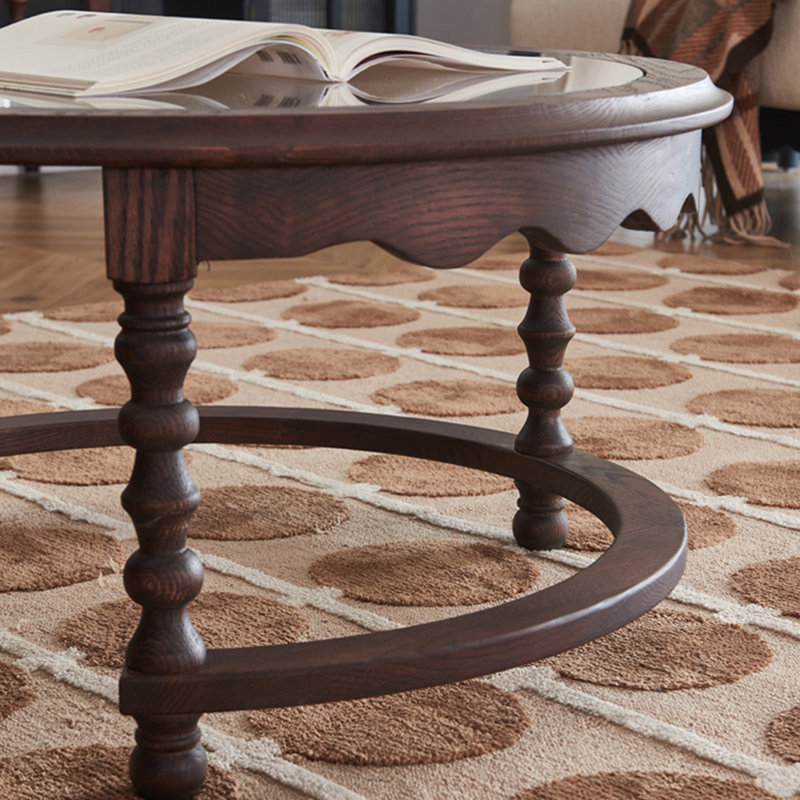 Solid Red Oak Coffee Table with Wavy Design
