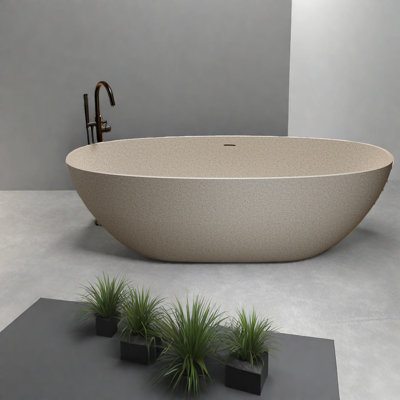 x 30.7'' Freestanding Soaking Solid Surface Bathtub