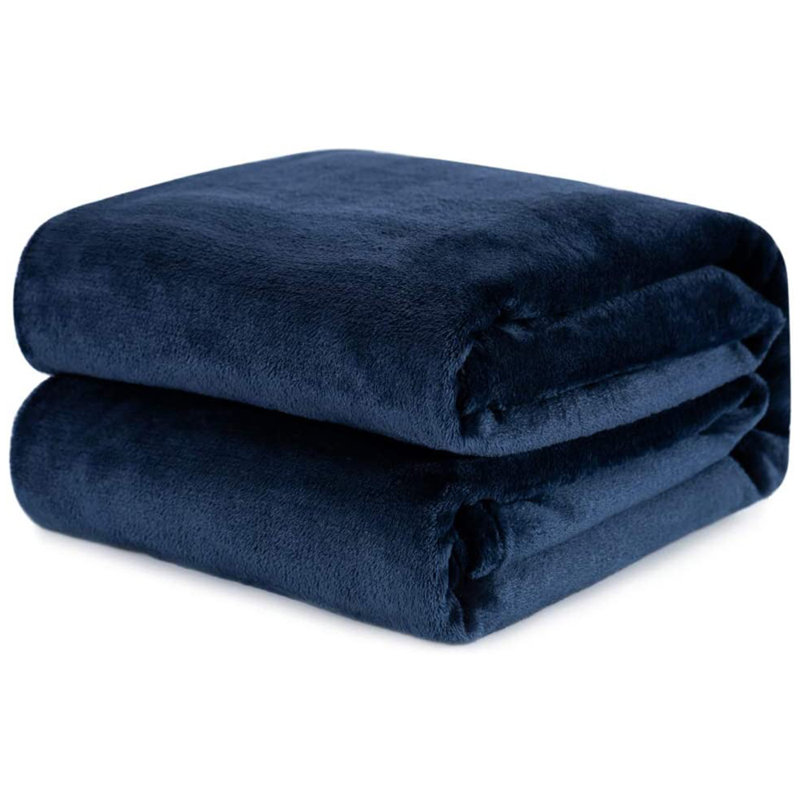 Quilted Throw Blanket, 50" W x 60" L, Navy Blue