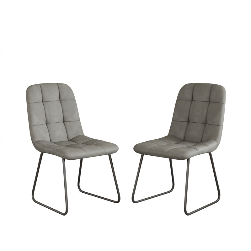 Modern Kitchen Dining Chairs, Upholstered Side Chairs (2 Chairs), 2, Gray