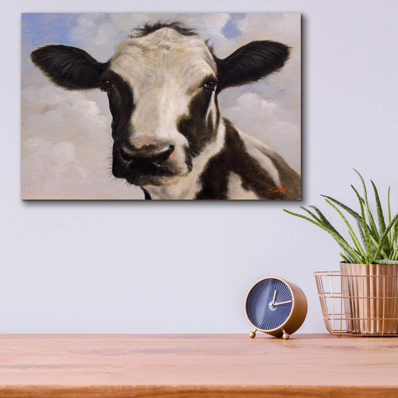 «Serious Cow» par John Silver, H 12 po x l 16 po x P 0,13 po