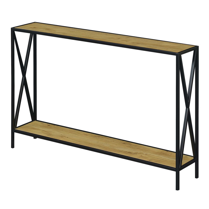 Ariyana 47.25'' Console Table, English Oak Top/Black Base