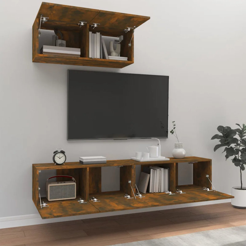 Kahden 3 Piece TV Stand for TVs up to 65", Smoked Oak, 80cm
