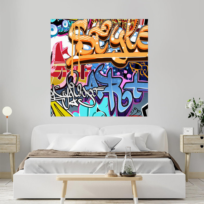 Vibrant Graffi Street Paint Peel & Stick Abstract Border, 48" L x 48" W
