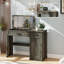 Bureau de coiffeuse avec miroir, tiroirs de rangement et tablettes réglables - Table de maquillage pour chambre à coucher-2140070698
