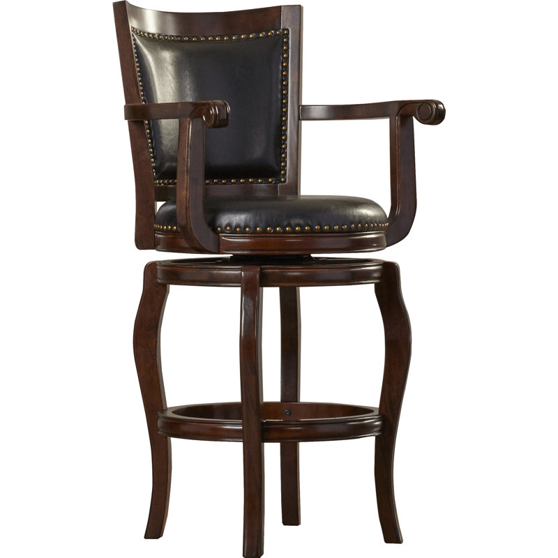 Greer Swivel Bar Stool, Cappuccino, Black, Bar Stool (29" Seat Height)
