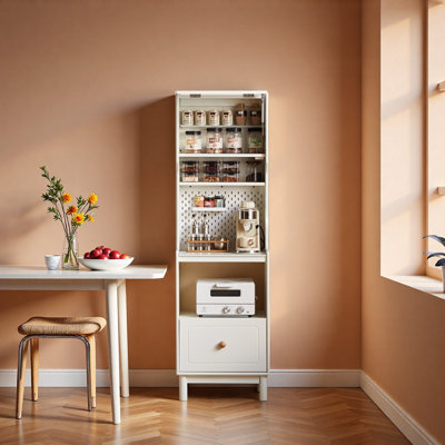 Armoire d'appoint crème de style étroit